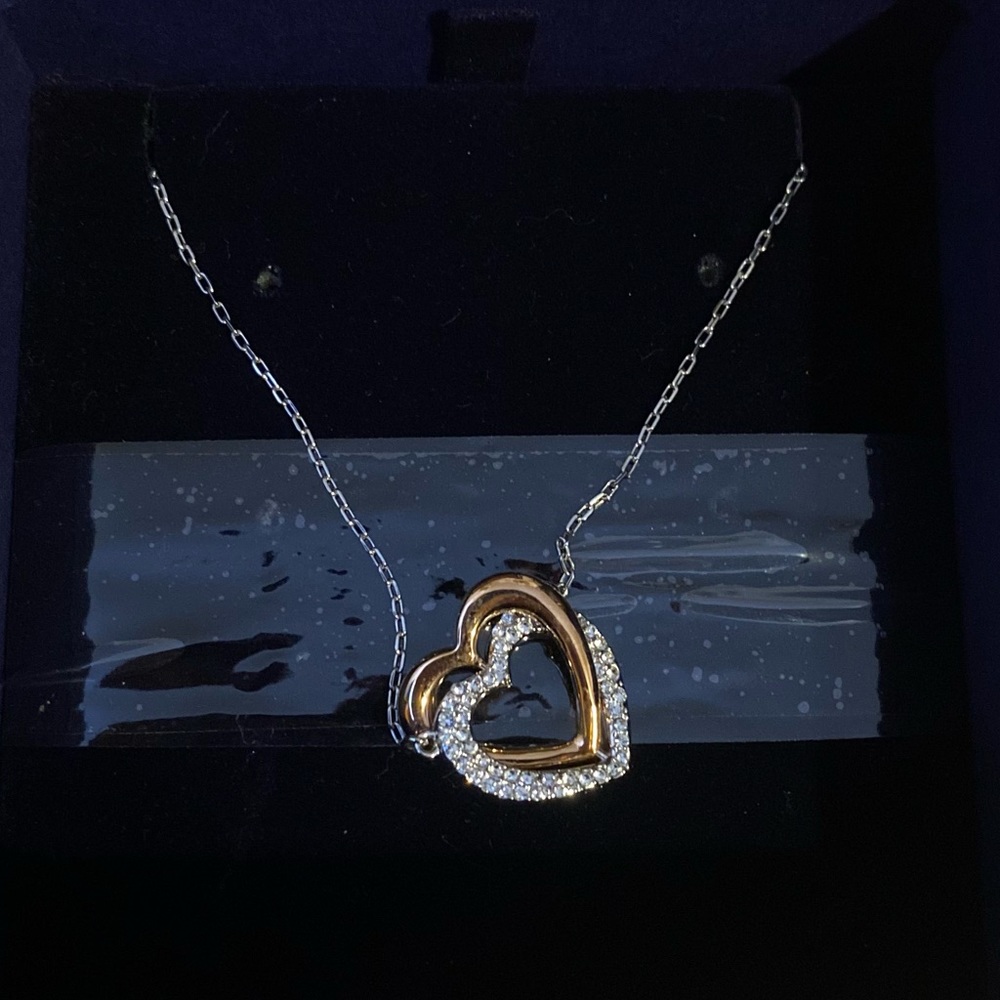 NWT Swarovski double heart necklace